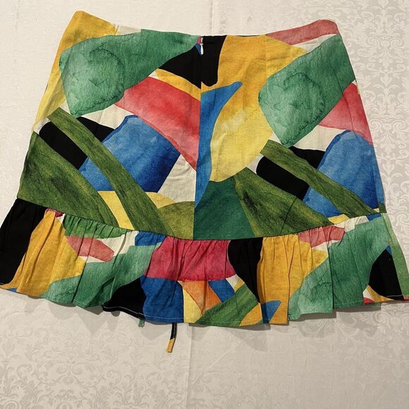 H&M short skirt size 14 Colorful Beach Vacation Linen Blend NWT - Picture 2 of 8